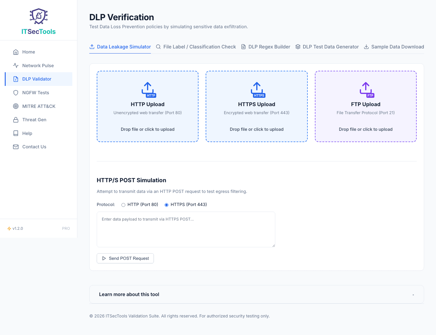ITSecTools DLP testing interface